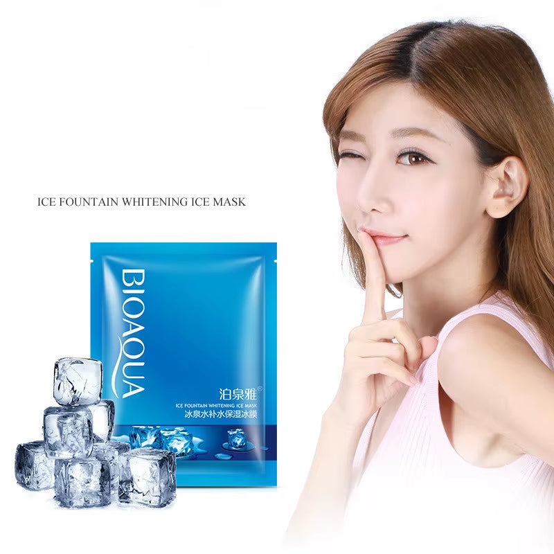 BIOAQUA Ice Fountain Whitening Facial Mask Cool Hydrating Moisturizing Oil Control Brighten Face Mask Skin Care