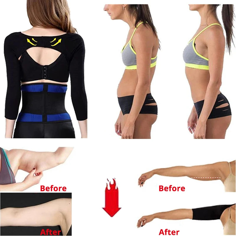 Sleek Arms & Perfect Posture: Arm Shaping Sleeves for Women - Back Support & Fat Reduction