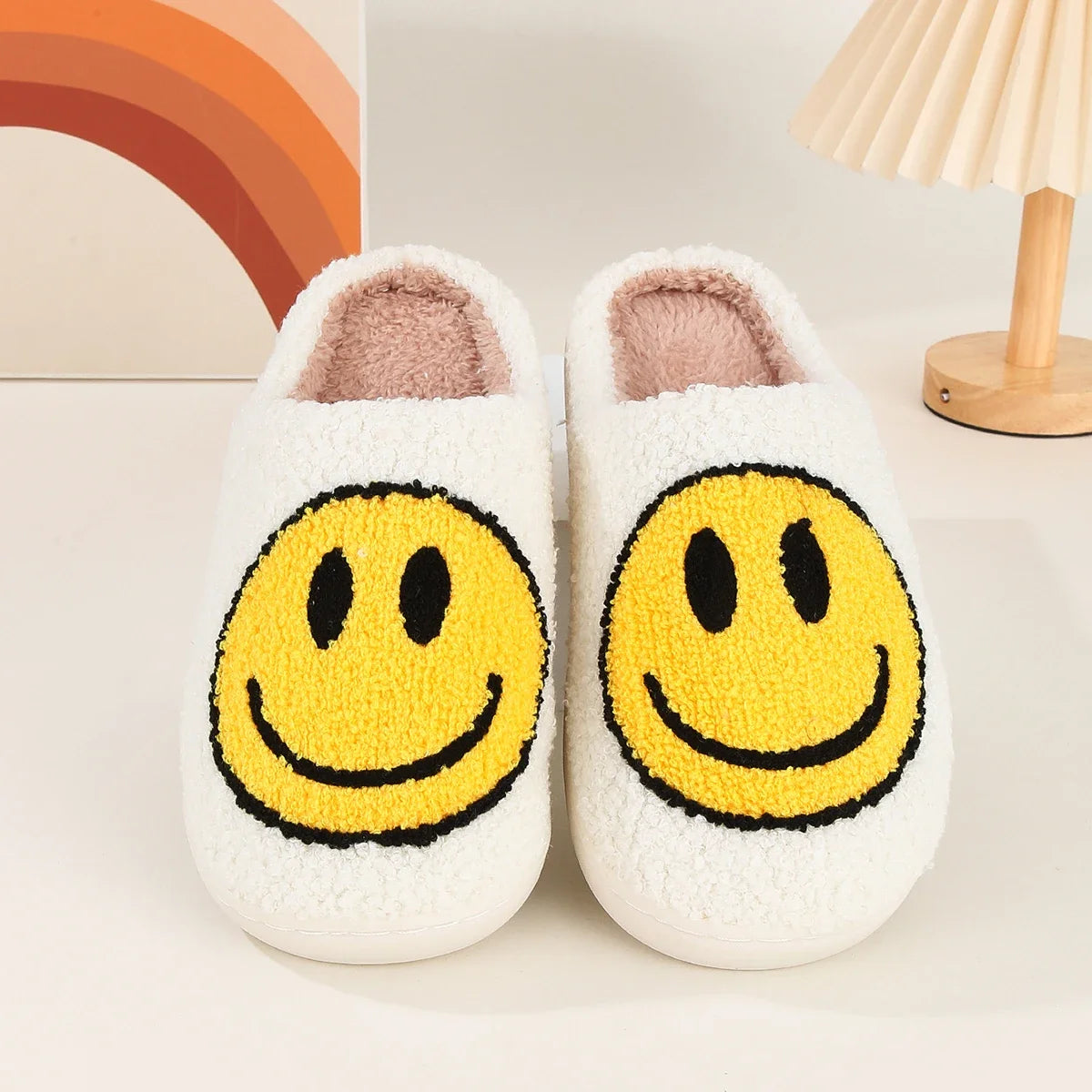 Smile Pop Winter Indoor Comfortable Plush Slippers Fluffy Cotton Slippers Non-Slip Warm Household Slippers