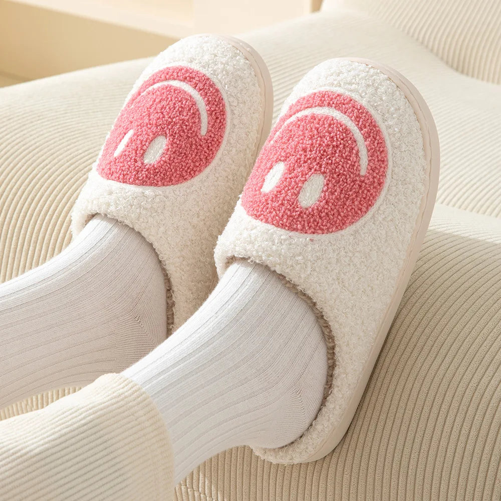 Smile Pop Winter Indoor Comfortable Plush Slippers Fluffy Cotton Slippers Non-Slip Warm Household Slippers