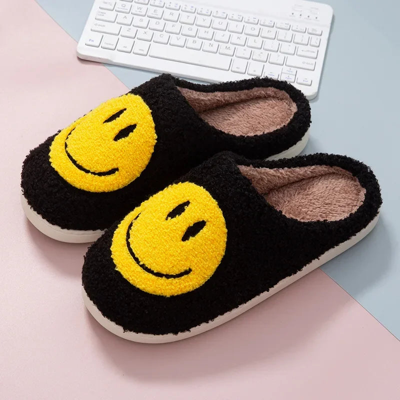 Smile Pop Winter Indoor Comfortable Plush Slippers Fluffy Cotton Slippers Non-Slip Warm Household Slippers