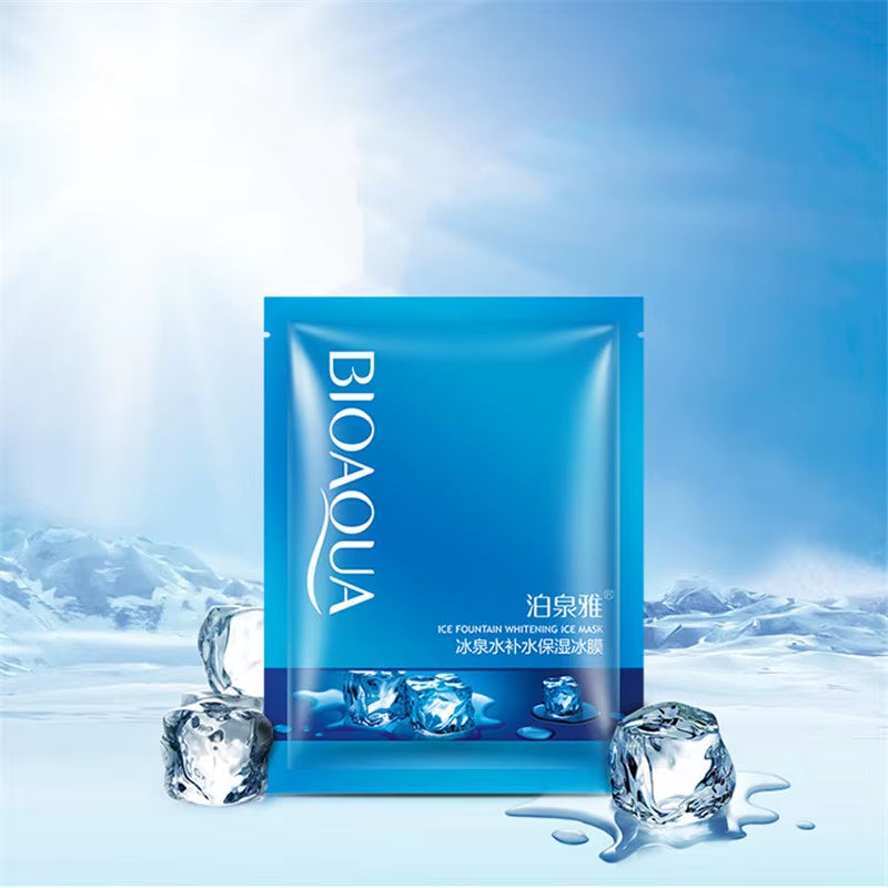 BIOAQUA Ice Fountain Whitening Facial Mask Cool Hydrating Moisturizing Oil Control Brighten Face Mask Skin Care